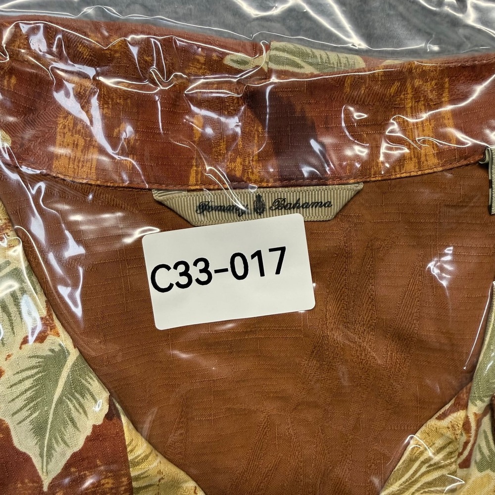 Tommy Bahama Button-Up Men XL Floral Silk Brown Hawaiian. English. SEO. - Picture 10 of 10